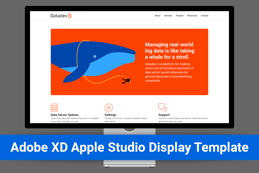 Monitor mockup based on Apple Studio Display for Adobe XD