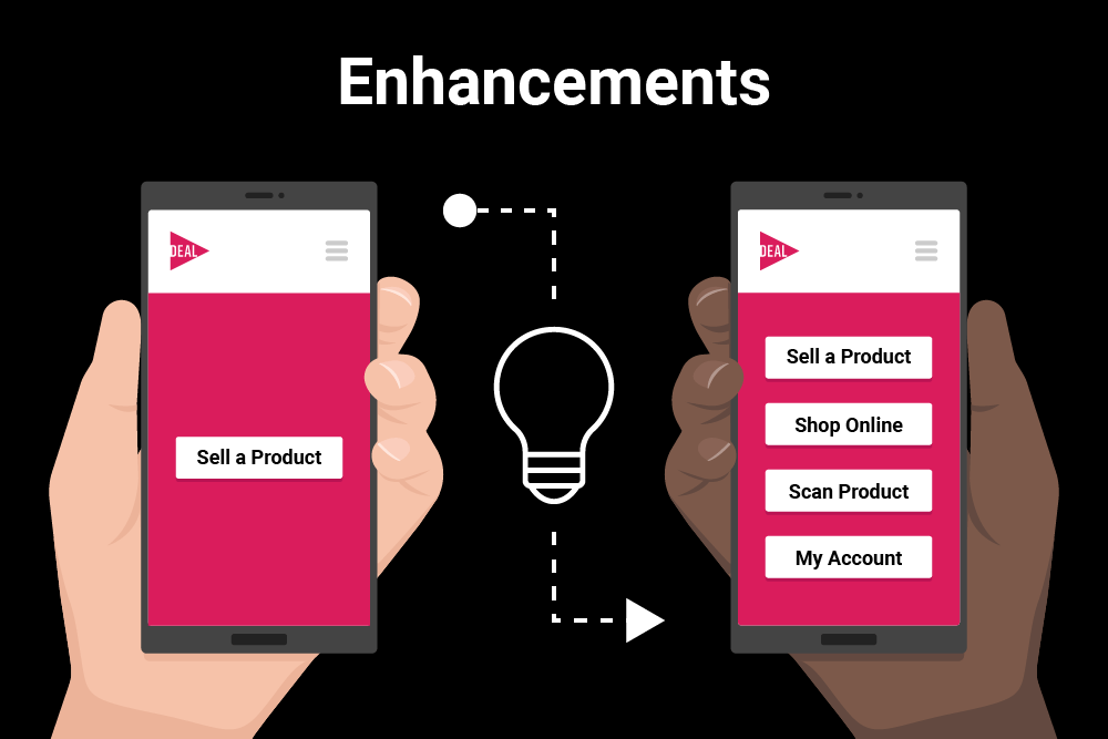 Enhancements Two smart phones with old and upgradded apps