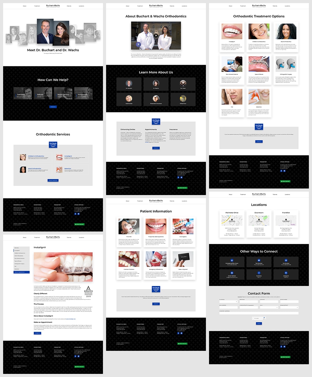 Buchart & Wachs Orthodontics Website Screens Six down-sized screenshots from Buchart & Wachs Orthodontics website