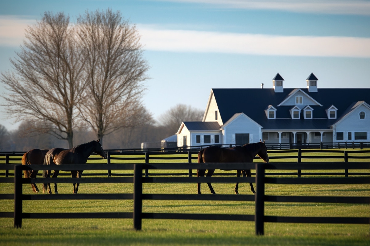 Image of Lexington, KY horse farm created by Midjourney 5