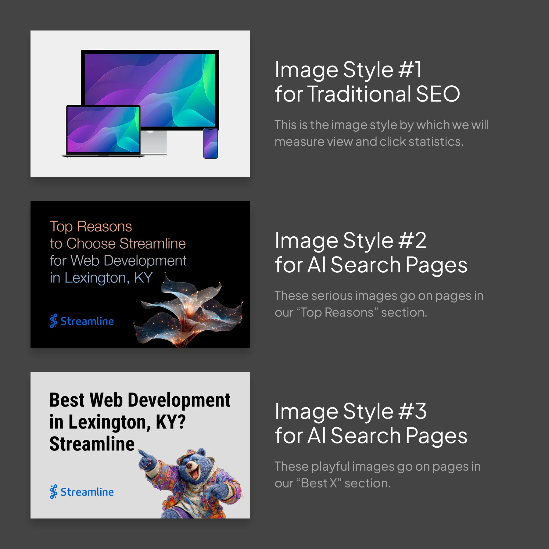 Comparing standard web images to AI search images