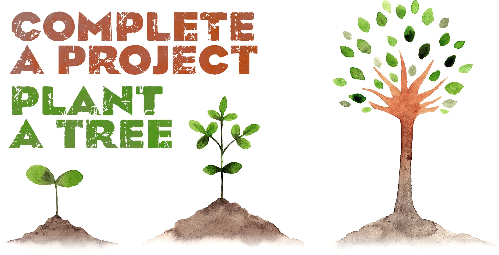 Streamline Plant Tree Graphic of Three Stages of Tree Growth