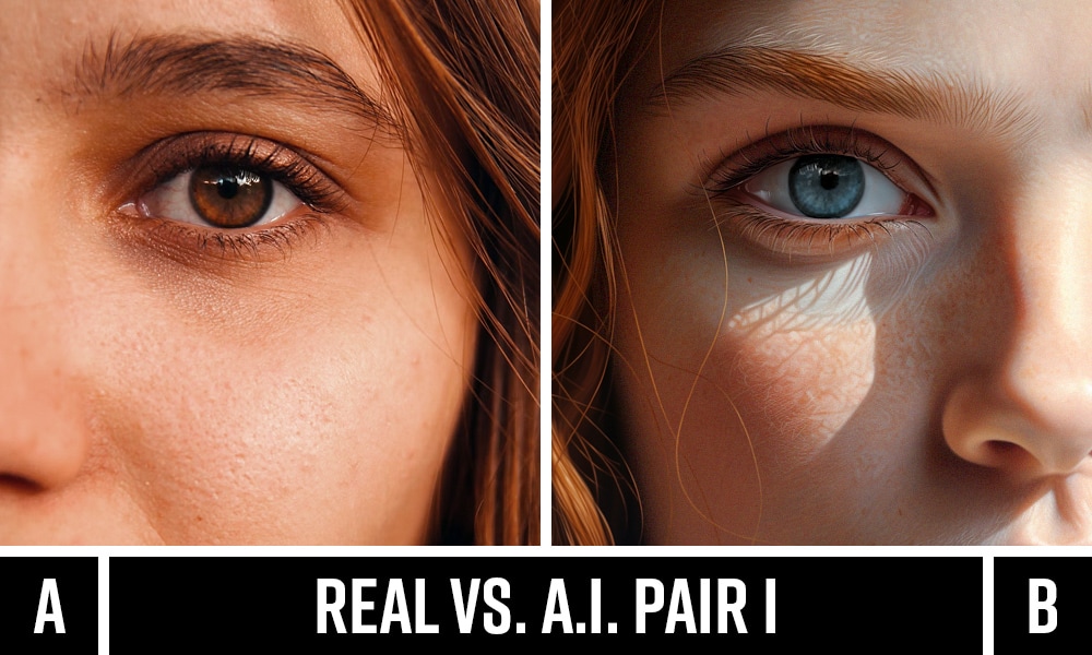 Real image of lighter skin tone vs. AI-generated version