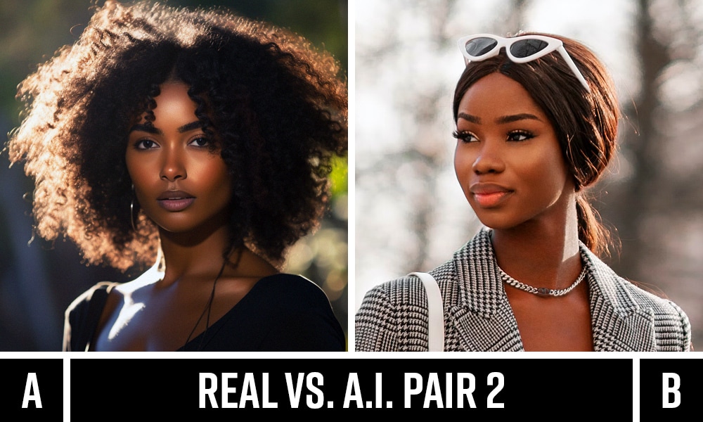 Real image of darker skin tone vs. AI-generated version