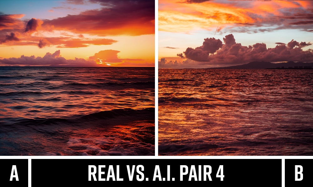 Real image of seascape vs. AI-generated version
