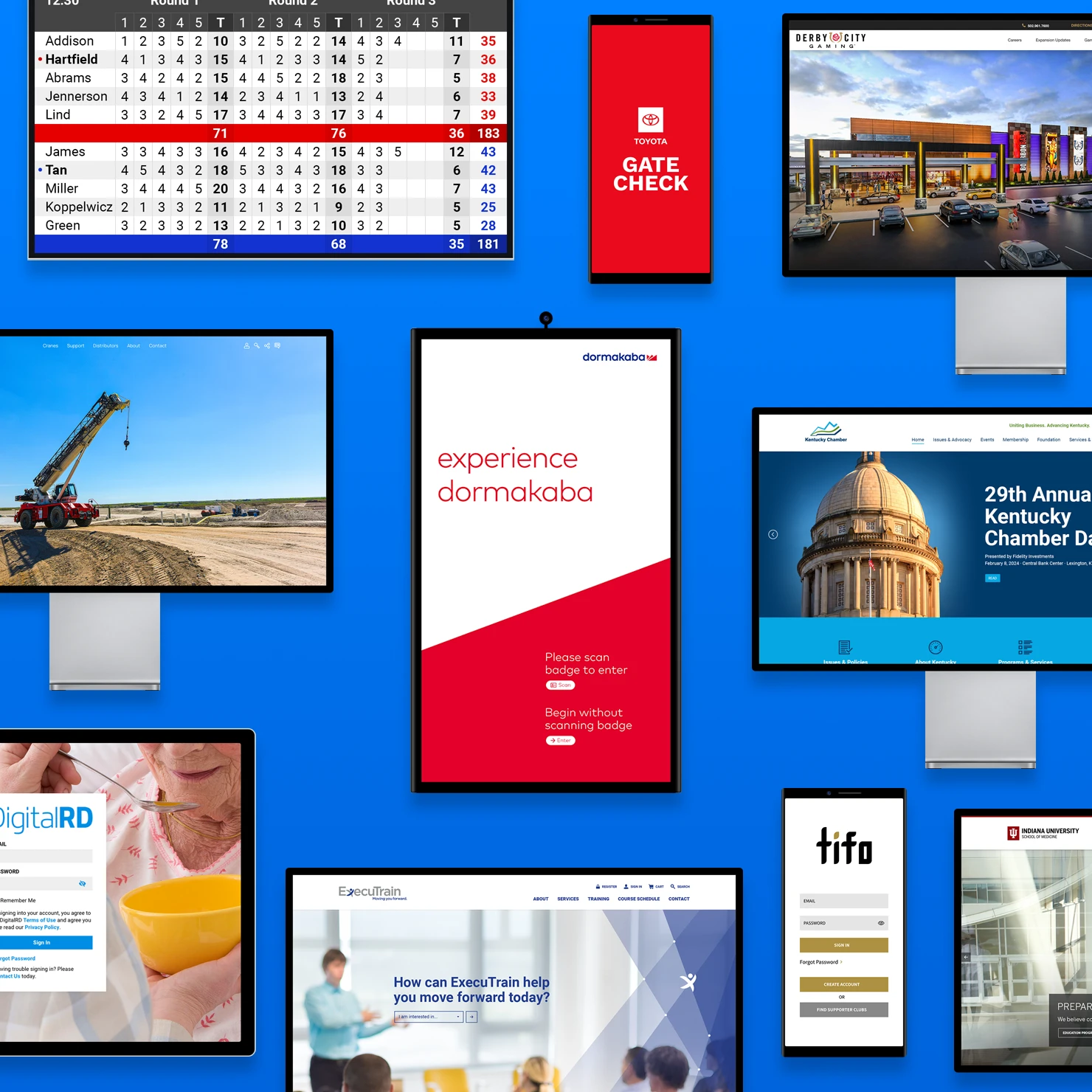 A collage of AI, mobile apps and web projects