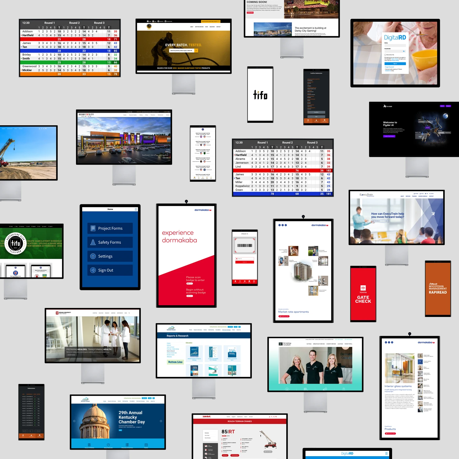 Streamline-Projects-Web-Mobile-App A collage of examples of Streamline's web, mobile and AI projects