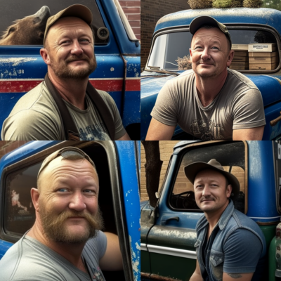 MidJourney generated of Luther as a redneck with a pickup