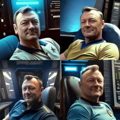 MidJourney generated image of Luther on Star Trek